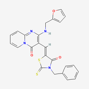 molecular formula C24H18N4O3S2 B11596988 3-[(Z)-(3-benzyl-4-oxo-2-thioxo-1,3-thiazolidin-5-ylidene)methyl]-2-[(2-furylmethyl)amino]-4H-pyrido[1,2-a]pyrimidin-4-one 