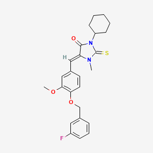 (5Z)-3-cyclohexyl-5-{4-[(3-fluorobenzyl)oxy]-3-methoxybenzylidene}-1-methyl-2-thioxoimidazolidin-4-one