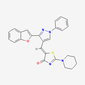 (5Z)-5-{[3-(1-benzofuran-2-yl)-1-phenyl-1H-pyrazol-4-yl]methylidene}-2-(piperidin-1-yl)-1,3-thiazol-4(5H)-one