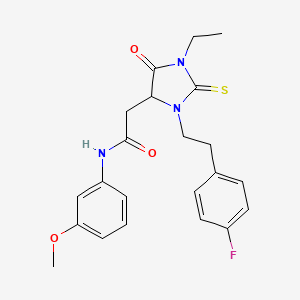 2-{1-ethyl-3-[2-(4-fluorophenyl)ethyl]-5-oxo-2-thioxoimidazolidin-4-yl}-N-(3-methoxyphenyl)acetamide