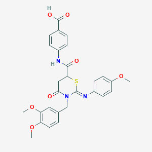 molecular formula C28H27N3O7S B11597070 4-[({(2Z)-3-(3,4-dimethoxybenzyl)-2-[(4-methoxyphenyl)imino]-4-oxo-1,3-thiazinan-6-yl}carbonyl)amino]benzoic acid 