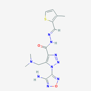 molecular formula C14H17N9O2S B11597100 1-(4-amino-1,2,5-oxadiazol-3-yl)-5-[(dimethylamino)methyl]-N'-[(E)-(3-methylthiophen-2-yl)methylidene]-1H-1,2,3-triazole-4-carbohydrazide 