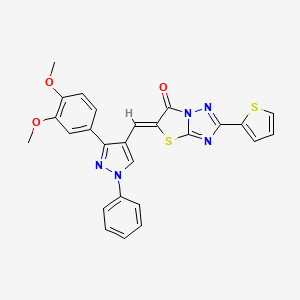 molecular formula C26H19N5O3S2 B11597111 (5Z)-5-{[3-(3,4-dimethoxyphenyl)-1-phenyl-1H-pyrazol-4-yl]methylidene}-2-(thiophen-2-yl)[1,3]thiazolo[3,2-b][1,2,4]triazol-6(5H)-one 