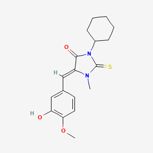 molecular formula C18H22N2O3S B11597115 (5Z)-3-cyclohexyl-5-[(3-hydroxy-4-methoxyphenyl)methylidene]-1-methyl-2-sulfanylideneimidazolidin-4-one 