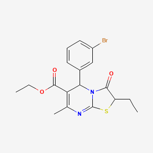 ethyl 5-(3-bromophenyl)-2-ethyl-7-methyl-3-oxo-2,3-dihydro-5H-[1,3]thiazolo[3,2-a]pyrimidine-6-carboxylate