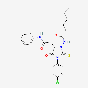 N-{3-(4-chlorophenyl)-4-oxo-5-[2-oxo-2-(phenylamino)ethyl]-2-thioxoimidazolidin-1-yl}hexanamide