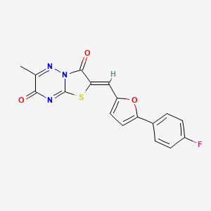 molecular formula C17H10FN3O3S B11597135 (2Z)-2-{[5-(4-fluorophenyl)furan-2-yl]methylidene}-6-methyl-7H-[1,3]thiazolo[3,2-b][1,2,4]triazine-3,7(2H)-dione 