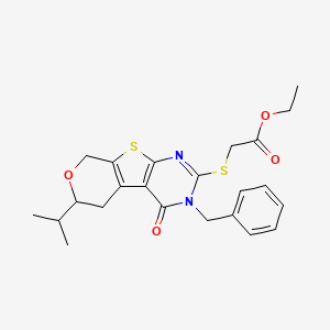 ethyl 2-[(4-benzyl-3-oxo-12-propan-2-yl-11-oxa-8-thia-4,6-diazatricyclo[7.4.0.02,7]trideca-1(9),2(7),5-trien-5-yl)sulfanyl]acetate