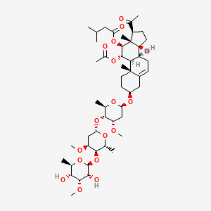 molecular formula C49H78O17 B1159717 [(3S,8R,9S,10R,11S,12S,13S,14S,17S)-17-acetyl-11-acetyloxy-3-[(2R,4S,5R,6R)-5-[(2S,4S,5R,6R)-5-[(2S,3R,4R,5R,6R)-3,5-dihydroxy-4-methoxy-6-methyloxan-2-yl]oxy-4-methoxy-6-methyloxan-2-yl]oxy-4-methoxy-6-methyloxan-2-yl]oxy-14-hydroxy-10,13-dimethyl-1,2,3,4,7,8,9,11,12,15,16,17-dodecahydrocyclopenta[a]phenanthren-12-yl] 3-methylbutanoate CAS No. 20230-41-5