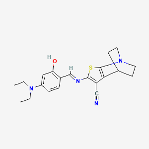 molecular formula C21H24N4OS B11597216 2-({(1E)-[4-(diethylamino)-2-hydroxyphenyl]methylene}amino)-5,6-dihydro-4H-4,7-ethanothieno[2,3-b]pyridine-3-carbonitrile 