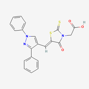 {(5Z)-5-[(1,3-diphenyl-1H-pyrazol-4-yl)methylene]-4-oxo-2-thioxo-1,3-thiazolidin-3-yl}acetic acid