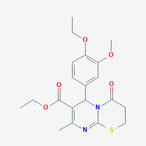 ethyl 6-(4-ethoxy-3-methoxyphenyl)-8-methyl-4-oxo-3,4-dihydro-2H,6H-pyrimido[2,1-b][1,3]thiazine-7-carboxylate