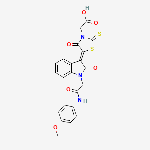 molecular formula C22H17N3O6S2 B11597248 ((5Z)-5-{1-[2-(4-Methoxyanilino)-2-oxoethyl]-2-oxo-1,2-dihydro-3H-indol-3-ylidene}-4-oxo-2-thioxo-1,3-thiazolidin-3-YL)acetic acid CAS No. 617696-50-1