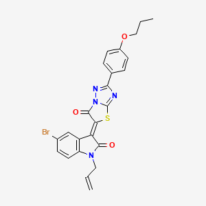 molecular formula C24H19BrN4O3S B11597253 5-(1-Allyl-5-bromo-2-oxoindolin-3-ylidene)-2-(4-propoxyphenyl)thiazolo[3,2-b][1,2,4]triazol-6(5H)-one CAS No. 606963-47-7