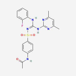 molecular formula C21H21FN6O3S B11597266 N-(4-{[N-(4,6-dimethylpyrimidin-2-yl)-N'-(2-fluorophenyl)carbamimidoyl]sulfamoyl}phenyl)acetamide 