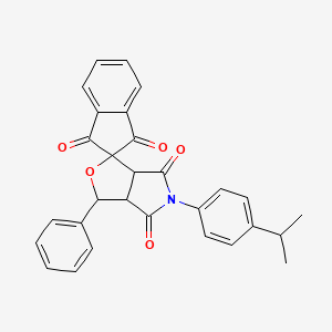 molecular formula C29H23NO5 B11597295 3-phenyl-5-[4-(propan-2-yl)phenyl]-3a,6a-dihydrospiro[furo[3,4-c]pyrrole-1,2'-indene]-1',3',4,6(3H,5H)-tetrone 