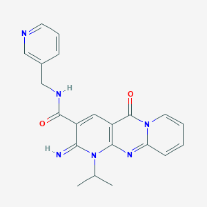 6-imino-2-oxo-7-propan-2-yl-N-(pyridin-3-ylmethyl)-1,7,9-triazatricyclo[8.4.0.03,8]tetradeca-3(8),4,9,11,13-pentaene-5-carboxamide