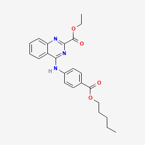 molecular formula C23H25N3O4 B11597331 Ethyl 4-((4-((pentyloxy)carbonyl)phenyl)amino)quinazoline-2-carboxylate 