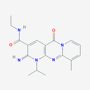 N-ethyl-6-imino-11-methyl-2-oxo-7-(propan-2-yl)-1,7,9-triazatricyclo[8.4.0.0^{3,8}]tetradeca-3(8),4,9,11,13-pentaene-5-carboxamide