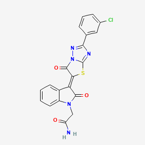 2-{(3Z)-3-[2-(3-chlorophenyl)-6-oxo[1,3]thiazolo[3,2-b][1,2,4]triazol-5(6H)-ylidene]-2-oxo-2,3-dihydro-1H-indol-1-yl}acetamide