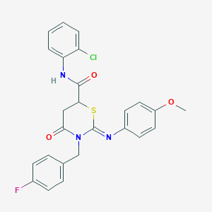 (2E)-N-(2-chlorophenyl)-3-(4-fluorobenzyl)-2-[(4-methoxyphenyl)imino]-4-oxo-1,3-thiazinane-6-carboxamide