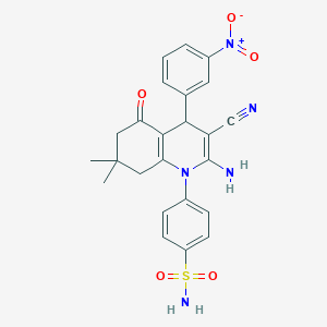 molecular formula C24H23N5O5S B11597391 4-[2-amino-3-cyano-7,7-dimethyl-4-(3-nitrophenyl)-5-oxo-5,6,7,8-tetrahydroquinolin-1(4H)-yl]benzenesulfonamide 