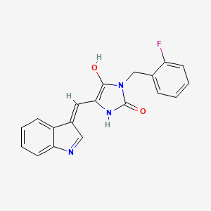 molecular formula C19H14FN3O2 B11597398 3-(2-fluorobenzyl)-5-(1H-indol-3-ylmethylene)-2,4-imidazolidinedione 