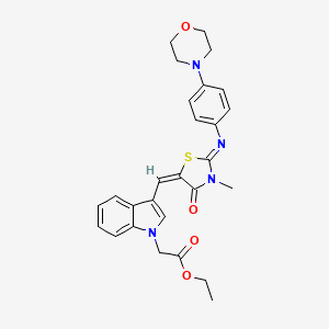 ethyl (3-{(E)-[(2Z)-3-methyl-2-{[4-(morpholin-4-yl)phenyl]imino}-4-oxo-1,3-thiazolidin-5-ylidene]methyl}-1H-indol-1-yl)acetate