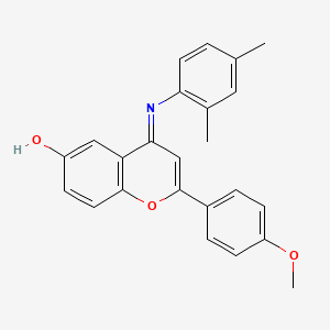 molecular formula C24H21NO3 B11597431 (4E)-4-[(2,4-dimethylphenyl)imino]-2-(4-methoxyphenyl)-4H-chromen-6-ol 