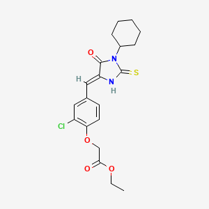 molecular formula C20H23ClN2O4S B11597445 ethyl {2-chloro-4-[(Z)-(1-cyclohexyl-5-oxo-2-thioxoimidazolidin-4-ylidene)methyl]phenoxy}acetate 