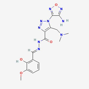 molecular formula C16H19N9O4 B11597466 1-(4-amino-1,2,5-oxadiazol-3-yl)-5-[(dimethylamino)methyl]-N'-[(E)-(2-hydroxy-3-methoxyphenyl)methylidene]-1H-1,2,3-triazole-4-carbohydrazide 