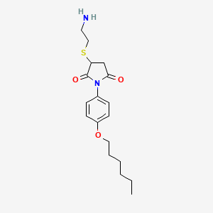 molecular formula C18H26N2O3S B11597471 3-[(2-Aminoethyl)sulfanyl]-1-[4-(hexyloxy)phenyl]pyrrolidine-2,5-dione 