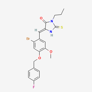 (5Z)-5-({2-Bromo-4-[(4-fluorophenyl)methoxy]-5-methoxyphenyl}methylidene)-3-propyl-2-sulfanylideneimidazolidin-4-one