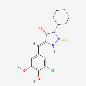 molecular formula C18H21ClN2O3S B11597481 (5Z)-5-[(3-chloro-4-hydroxy-5-methoxyphenyl)methylidene]-3-cyclohexyl-1-methyl-2-sulfanylideneimidazolidin-4-one 