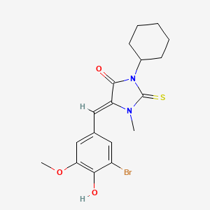 (5Z)-5-(3-bromo-4-hydroxy-5-methoxybenzylidene)-3-cyclohexyl-1-methyl-2-thioxoimidazolidin-4-one