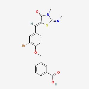 molecular formula C20H17BrN2O4S B11597519 3-[(2-bromo-4-{(Z)-[(2E)-3-methyl-2-(methylimino)-4-oxo-1,3-thiazolidin-5-ylidene]methyl}phenoxy)methyl]benzoic acid 