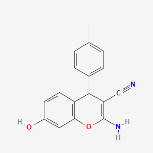 molecular formula C17H14N2O2 B11597530 2-Amino-7-hydroxy-4-(4-methylphenyl)-4H-chromene-3-carbonitrile 