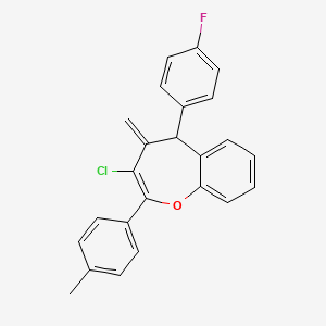 molecular formula C24H18ClFO B11597552 3-Chloro-5-(4-fluorophenyl)-4-methylidene-2-(4-methylphenyl)-4,5-dihydro-1-benzoxepine 