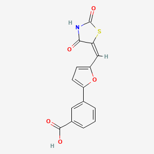 molecular formula C15H9NO5S B11597596 3-{5-[(E)-(2,4-dioxo-1,3-thiazolidin-5-ylidene)methyl]furan-2-yl}benzoic acid 