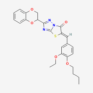 molecular formula C25H25N3O5S B11597614 (5Z)-5-(4-butoxy-3-ethoxybenzylidene)-2-(2,3-dihydro-1,4-benzodioxin-2-yl)[1,3]thiazolo[3,2-b][1,2,4]triazol-6(5H)-one 