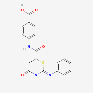 4-({[(2Z)-3-methyl-4-oxo-2-(phenylimino)-1,3-thiazinan-6-yl]carbonyl}amino)benzoic acid