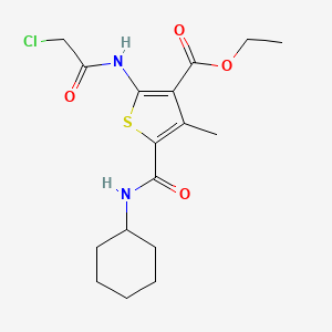 molecular formula C17H23ClN2O4S B11597674 Ethyl 2-(2-chloroacetamido)-5-(cyclohexylcarbamoyl)-4-methylthiophene-3-carboxylate 