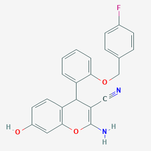 2-amino-4-{2-[(4-fluorobenzyl)oxy]phenyl}-7-hydroxy-4H-chromene-3-carbonitrile