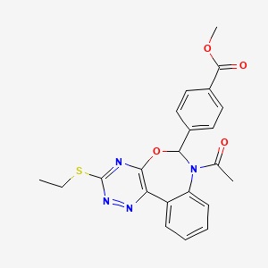 molecular formula C22H20N4O4S B11597736 Methyl 4-[7-acetyl-3-(ethylsulfanyl)-6,7-dihydro[1,2,4]triazino[5,6-d][3,1]benzoxazepin-6-yl]benzoate 