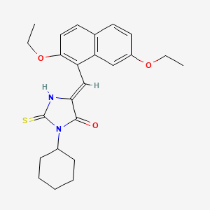 molecular formula C24H28N2O3S B11597743 (5Z)-3-cyclohexyl-5-[(2,7-diethoxynaphthalen-1-yl)methylidene]-2-sulfanylideneimidazolidin-4-one 