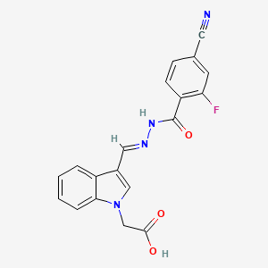 {3-[(4-Cyano-2-fluoro-benzoyl)-hydrazonomethyl]-indol-1-yl}-acetic acid