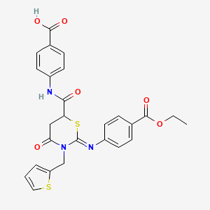 molecular formula C26H23N3O6S2 B11597772 4-({[(2Z)-2-{[4-(ethoxycarbonyl)phenyl]imino}-4-oxo-3-(thiophen-2-ylmethyl)-1,3-thiazinan-6-yl]carbonyl}amino)benzoic acid 