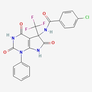 molecular formula C20H12ClF3N4O4 B11597774 4-chloro-N-[4-hydroxy-2,6-dioxo-1-phenyl-5-(trifluoromethyl)-2,5,6,7-tetrahydro-1H-pyrrolo[2,3-d]pyrimidin-5-yl]benzamide 