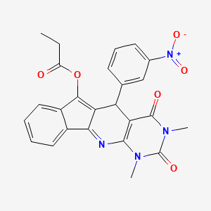 [5,7-dimethyl-2-(3-nitrophenyl)-4,6-dioxo-5,7,9-triazatetracyclo[8.7.0.03,8.011,16]heptadeca-1(17),3(8),9,11,13,15-hexaen-17-yl] propanoate