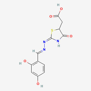 molecular formula C12H11N3O5S B11597800 {(2E)-2-[(2E)-(2,4-dihydroxybenzylidene)hydrazinylidene]-4-oxo-1,3-thiazolidin-5-yl}acetic acid 